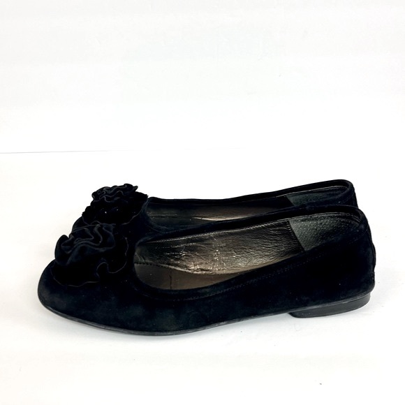 Talbot's Vintage Black Suede Ballet Flats Front Accent Flower Women’s Size 8 - Picture 4 of 11